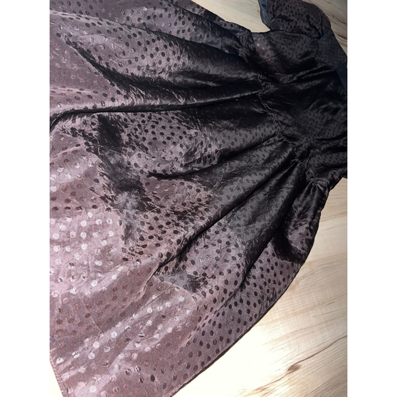 Vintage Black on Black Polka Dot Party Dress 9/10 - Picture 6 of 8